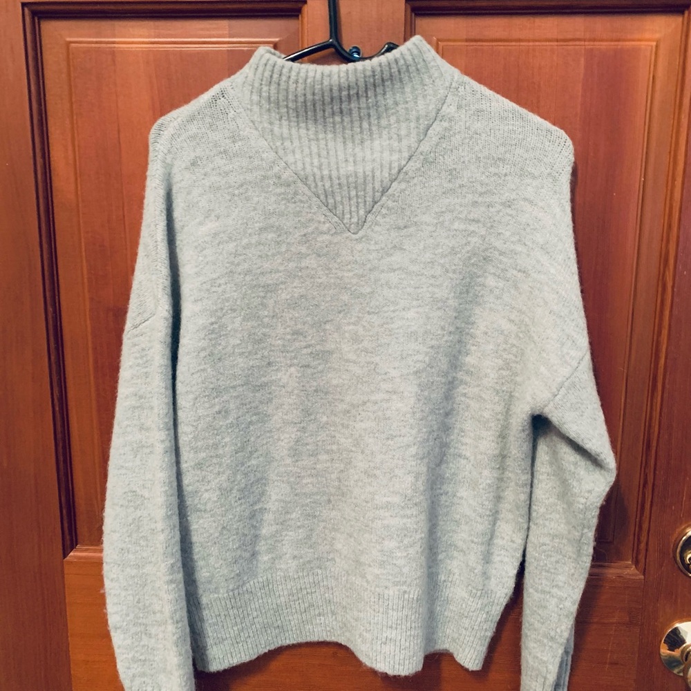 Madewell Mockneck Gray Pullover Sweater Size S Alpaca Wool Blend , Like New
